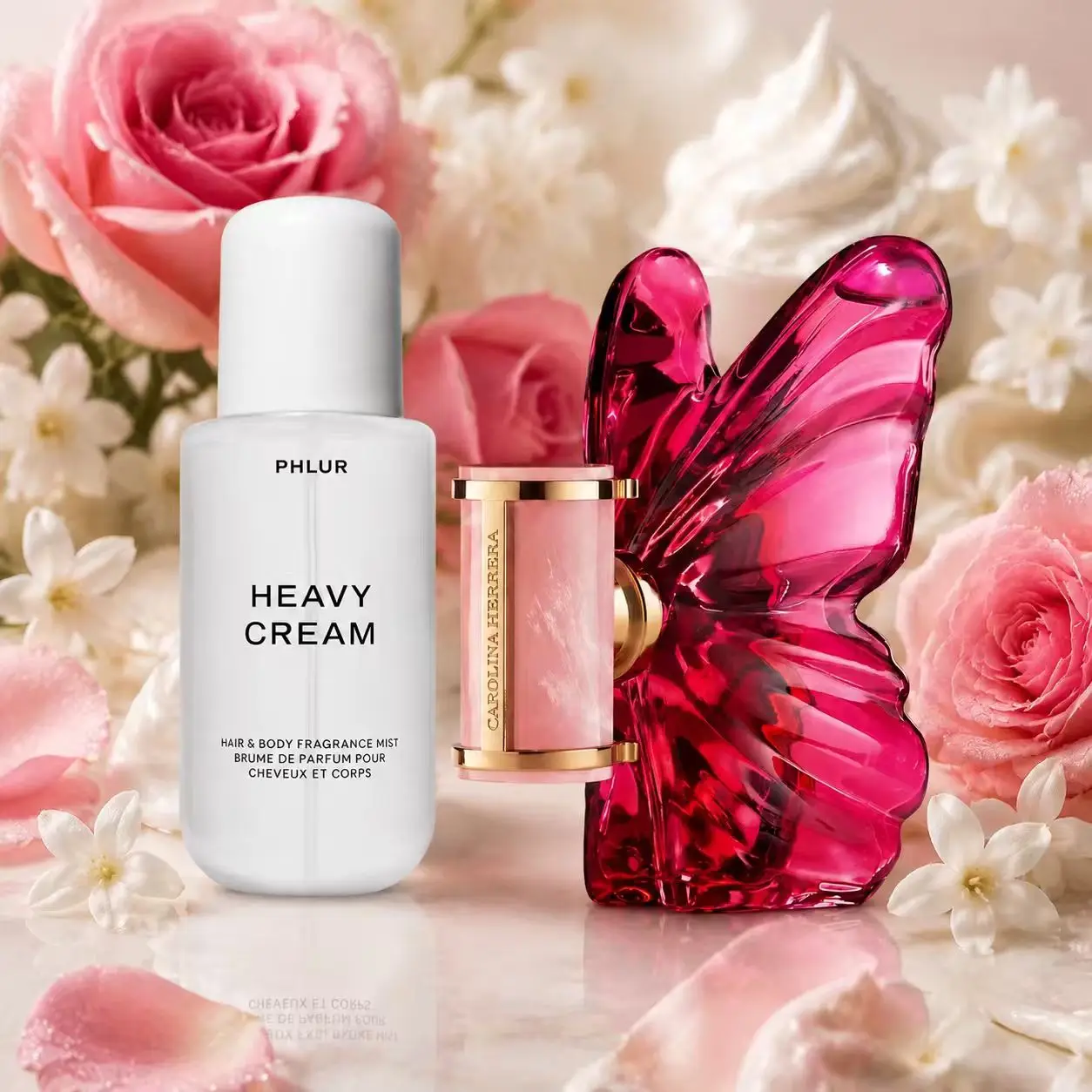Fragrance Perfume For Hair - ชุดน้ำหอมสำหรับผู้หญิง 2 ชิ้น PHLUR, กลิ่นวานิลลาสโมคและเฮฟวี่ครีม, สเปรย์น้ำหอมสำหรับผมและผิวกาย,