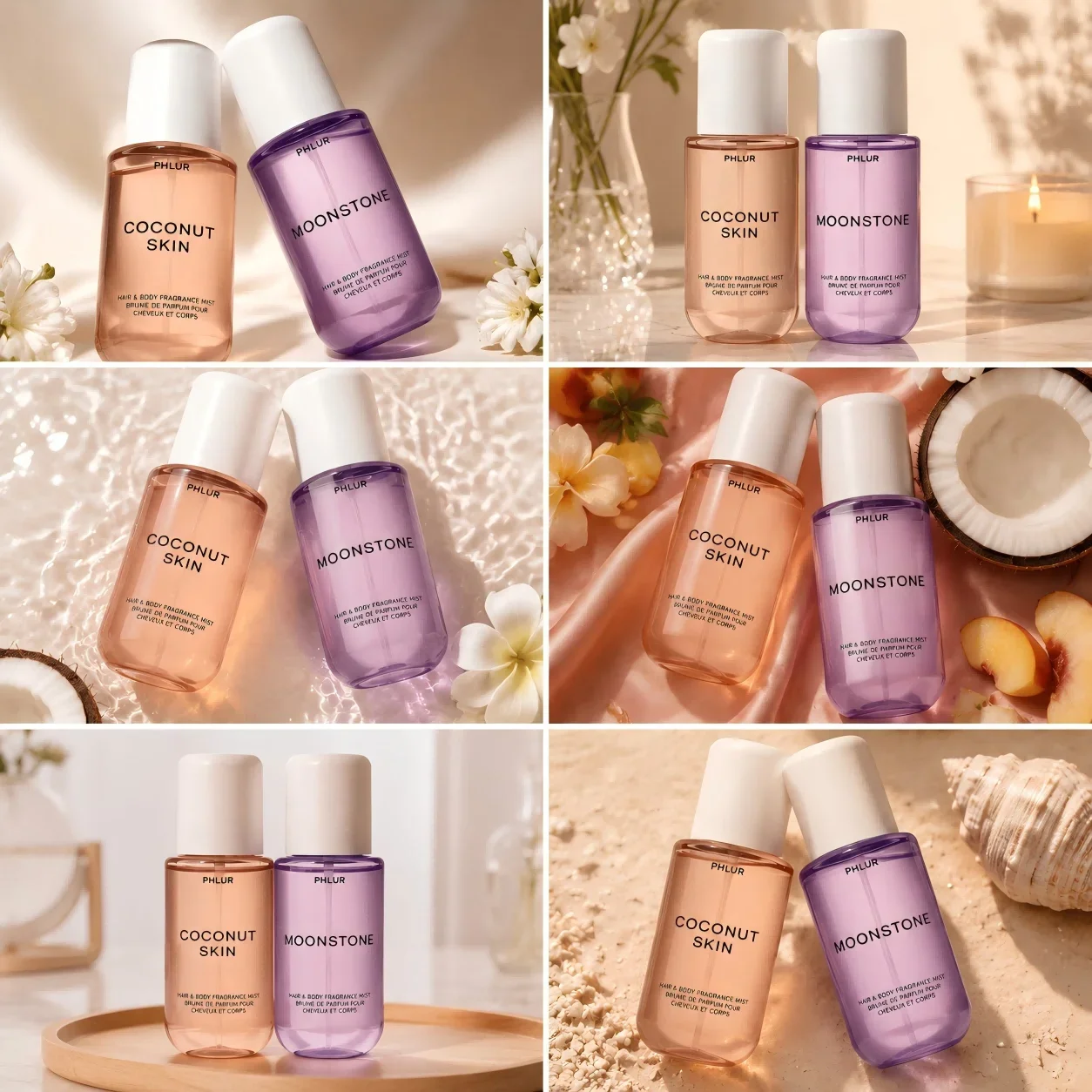 Fragrance Perfume For Hair - ชุดสเปรย์น้ำหอมสำหรับผมและผิวกาย PHLUR Coconut Skin & Moonstone,